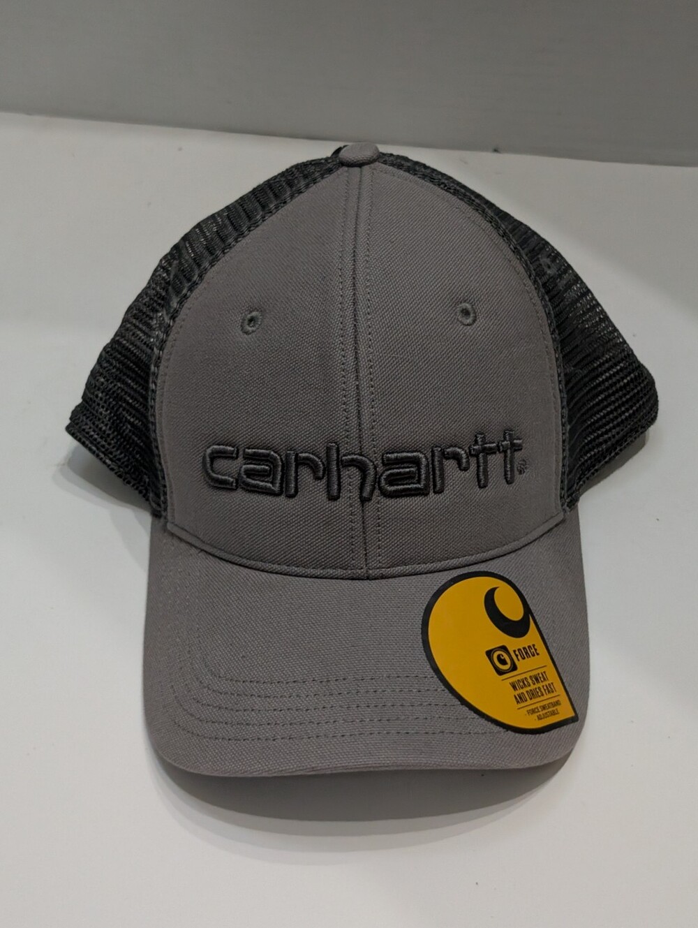 NWT Carhartt Gray Canvas Mesh SnapBack Logo Trucker Hat Cap Adjustable